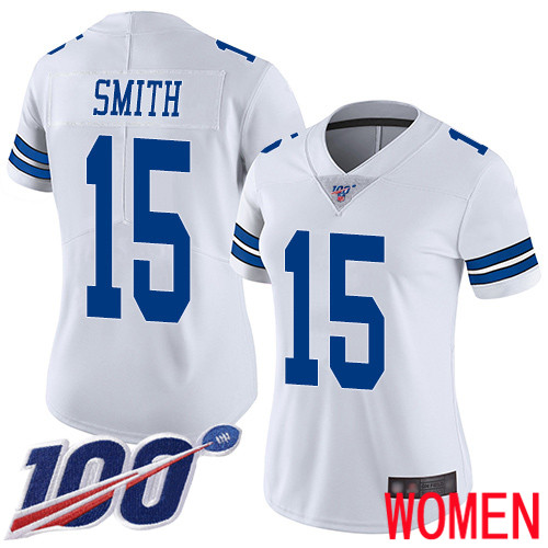 Women Dallas Cowboys Limited White Devin Smith Road 15 100th Season Vapor Untouchable NFL Jersey